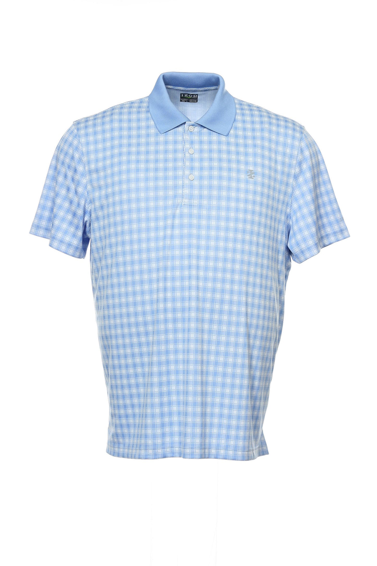 Izod Golf Men's Light Blue Plaid Polo Shirt