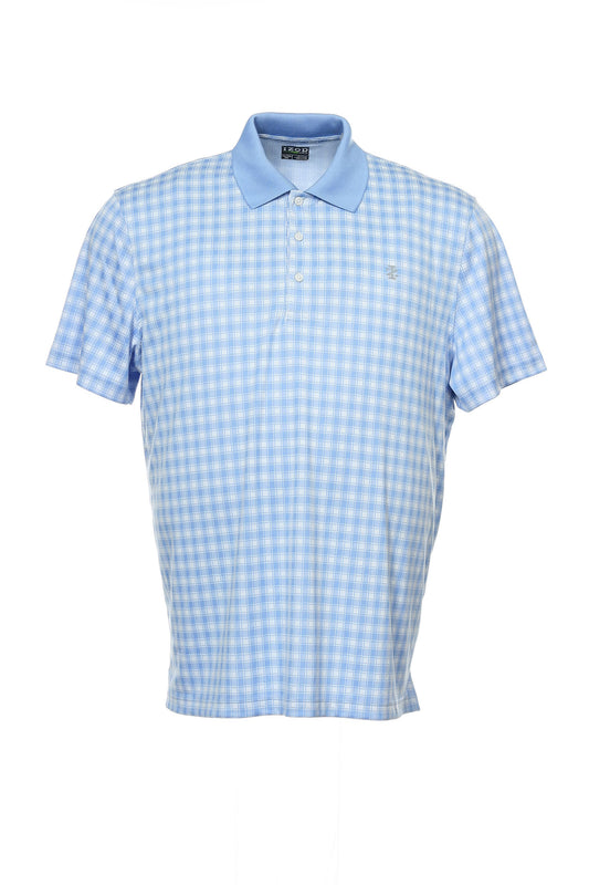 Izod Golf Men's Light Blue Plaid Polo Shirt