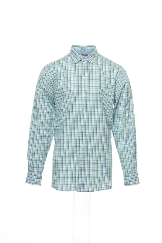 Light Weight Poplin by Izod Men's Blue Plaid Button Down Shirt