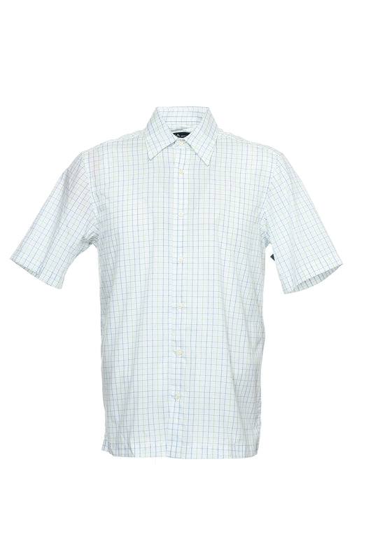 John Ashford Men's White Window Pane Button Down Shirt