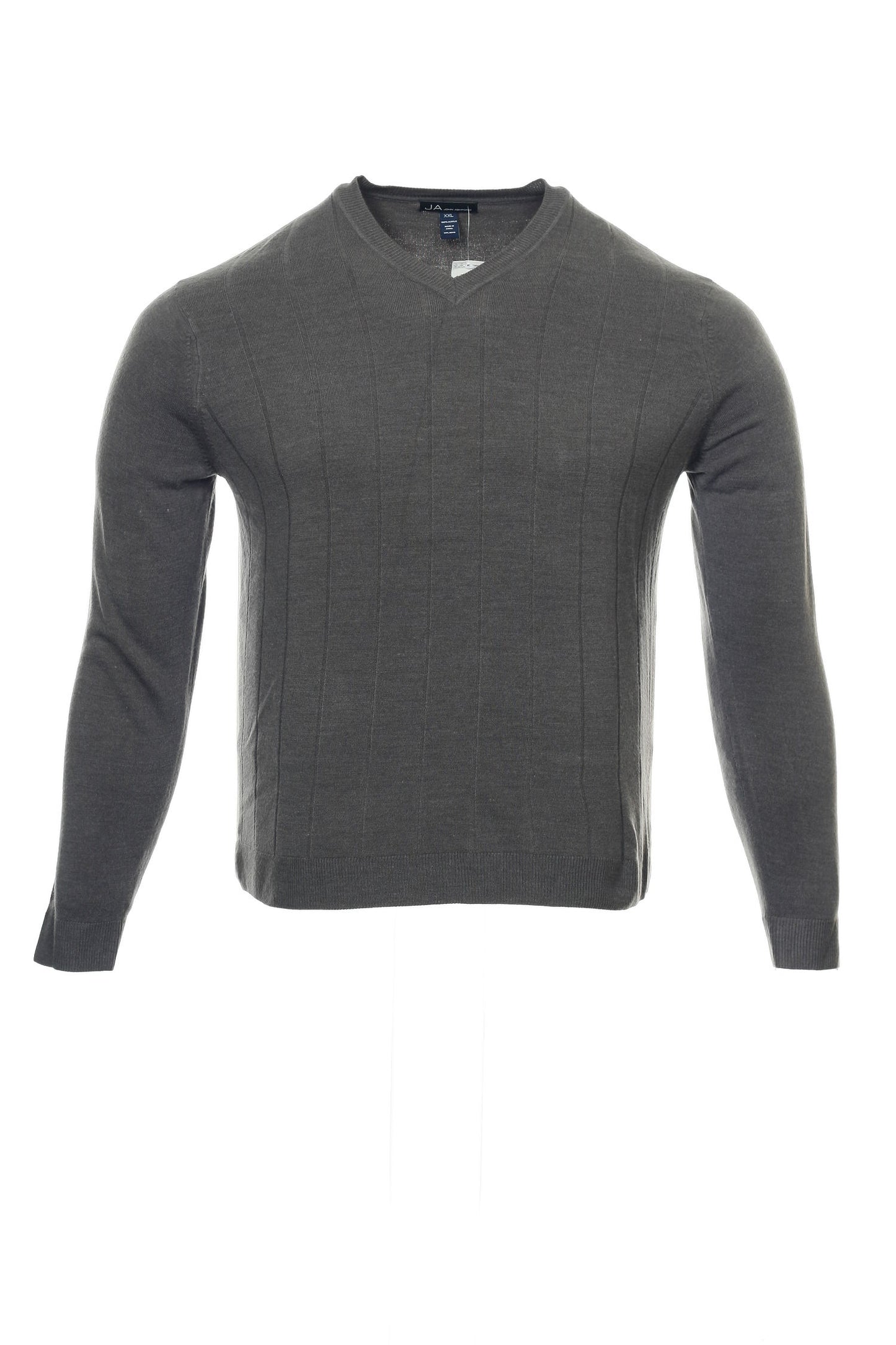JA by John Ashford Men's Gray Vertical Striped V-Neck Sweater