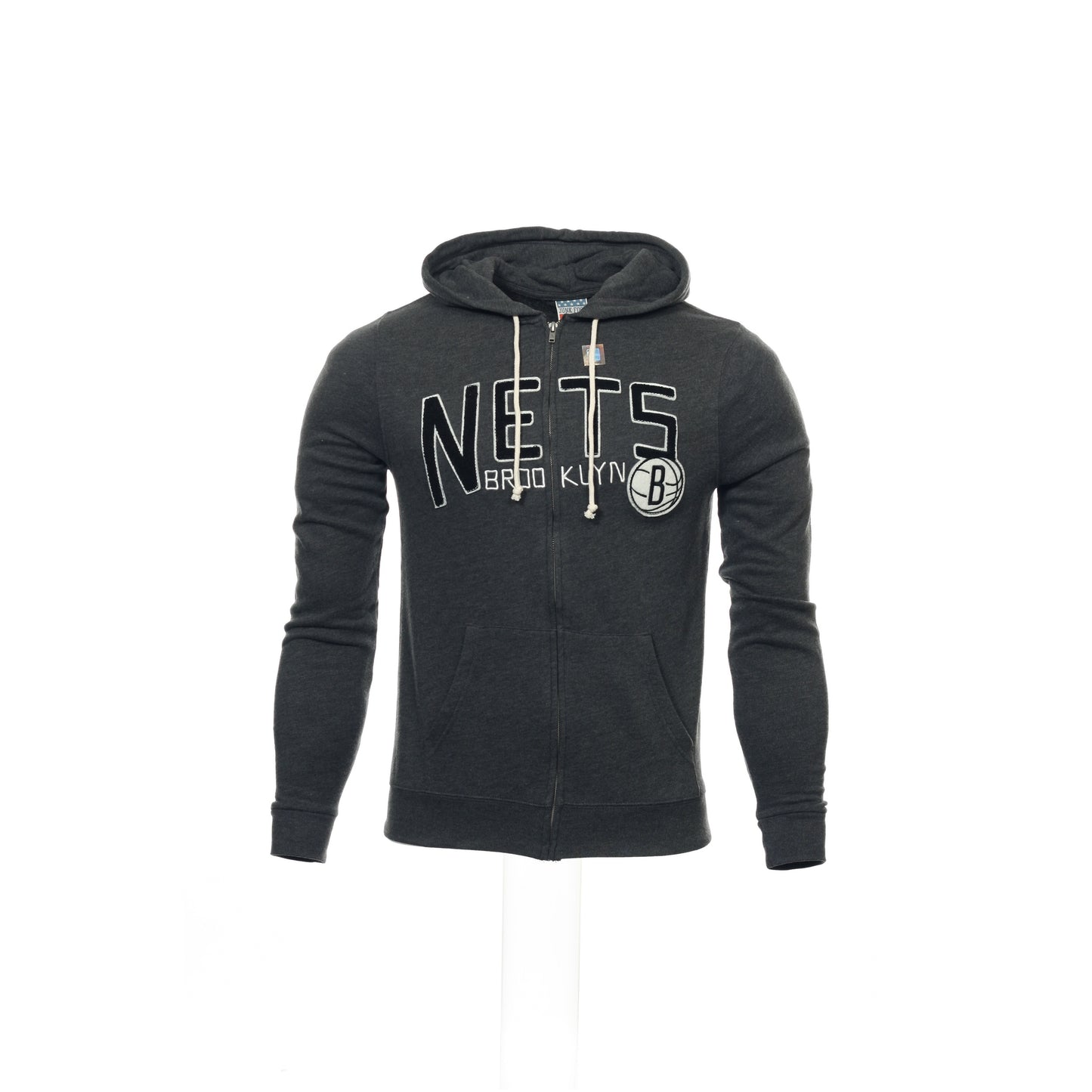 Junk Food Mens Gray Heather NBA Brooklyn Nets Full Zip Hoodie