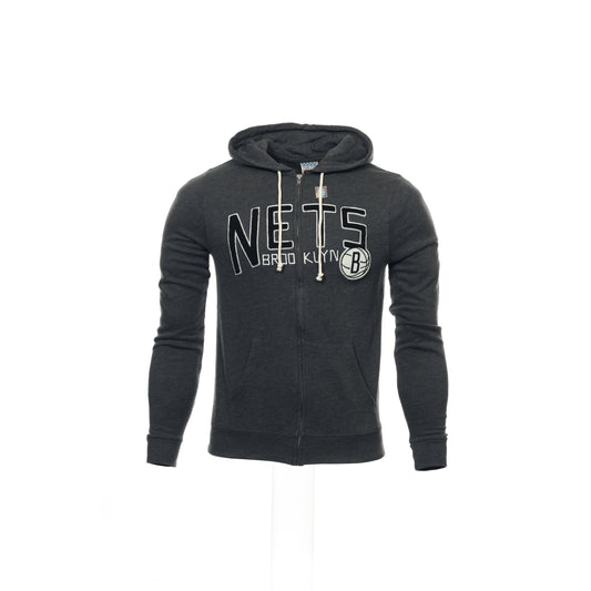 Junk Food Mens Gray Heather NBA Brooklyn Nets Full Zip Hoodie