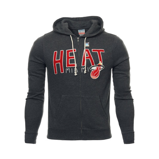 Junk Food Mens Gray Heather NBA Miami Heat Full Zip Hoodie Sweatshirt