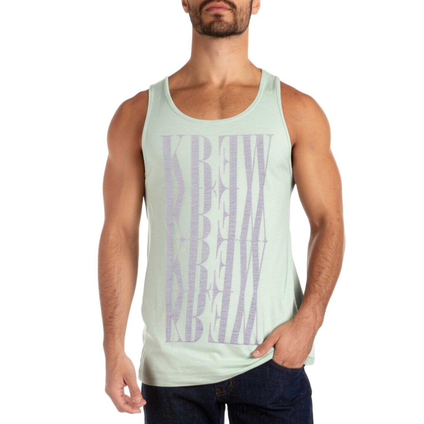 KR3W Reflec Mens Blue/Green Heather Cotton Graphic Tank Top