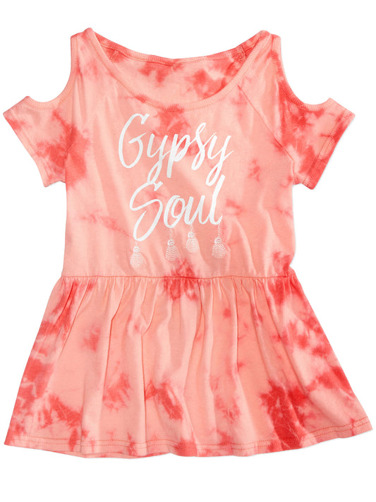 Kandy Kiss Girls Tie-Dyed Cold-Shoulder Top