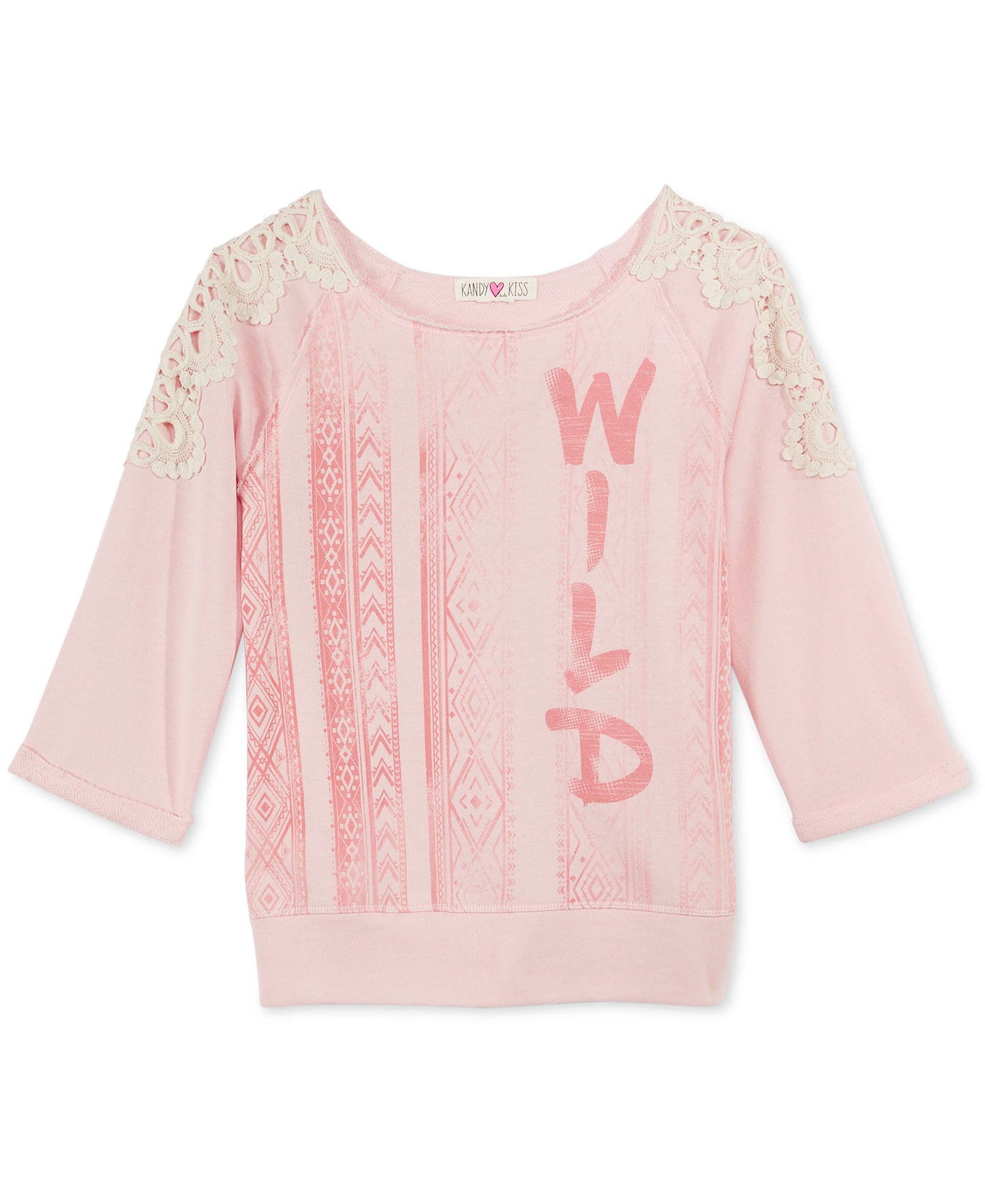 Kandy Kiss Girls Crew Neck Crochet-Shoulder Sweatshirt
