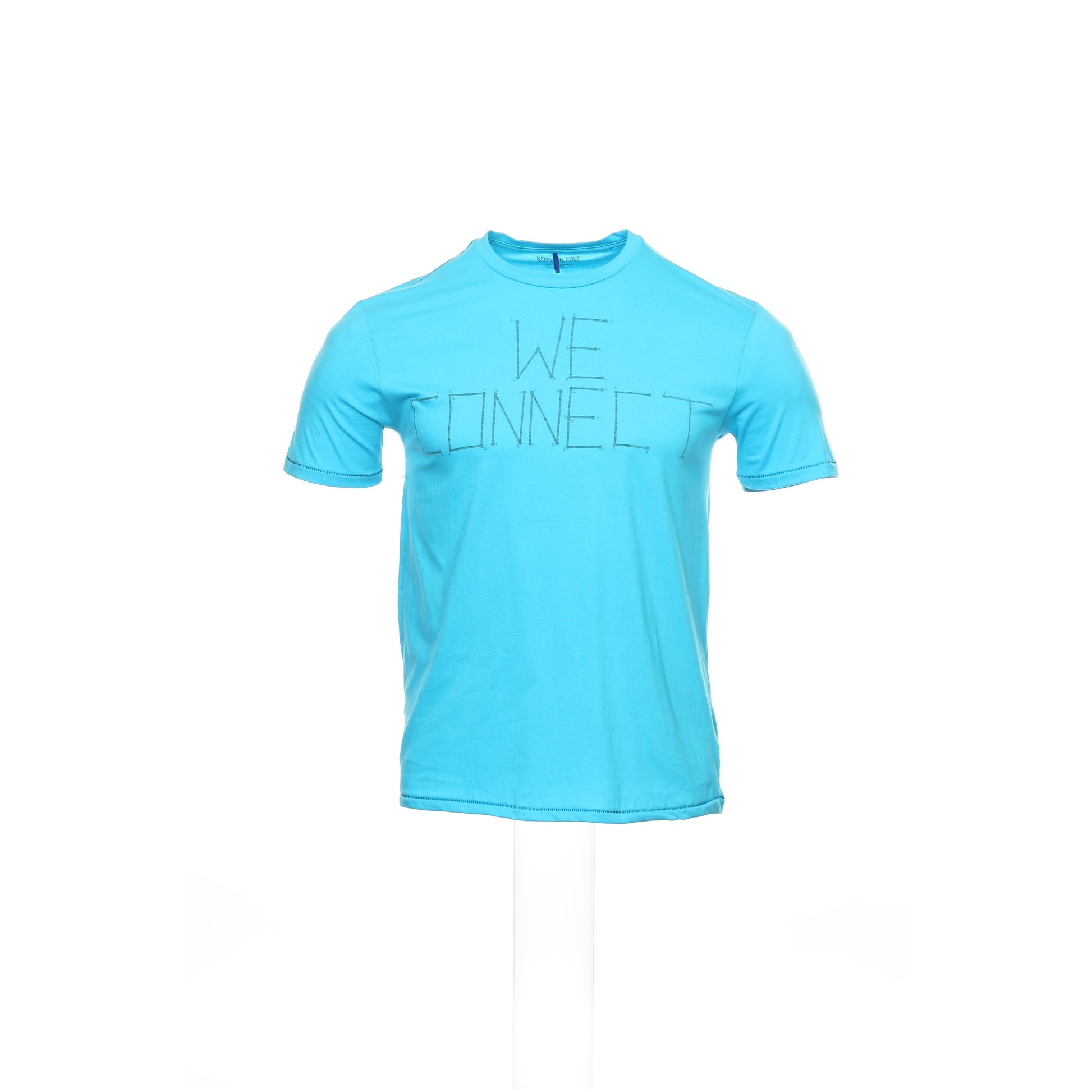 Kenneth Cole Reaction Mens Turquoise Cotton We Connect Crewneck T-Shirt