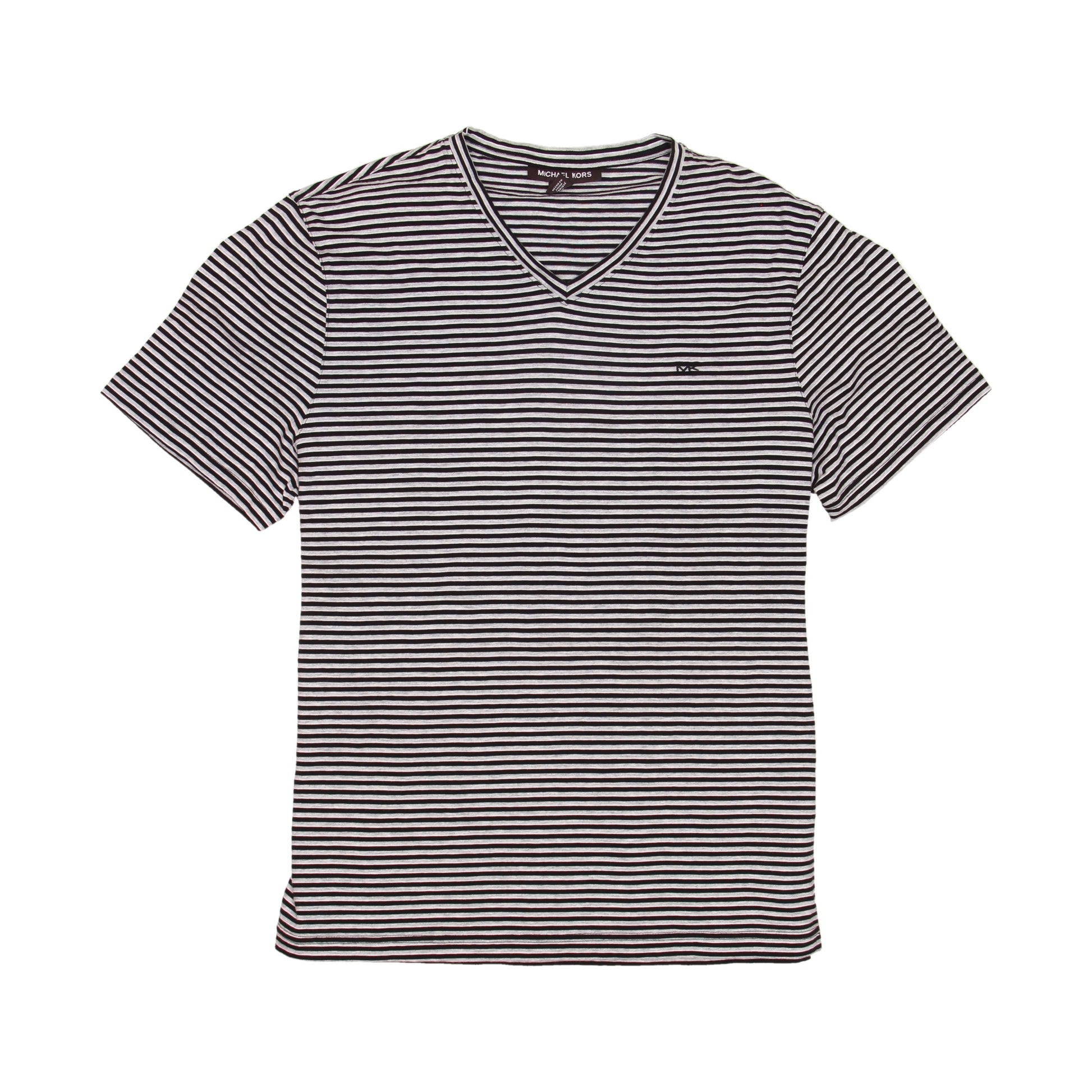 Michael Kors Men's Black Striped Short Sleeve Crew Neck T-Shirt