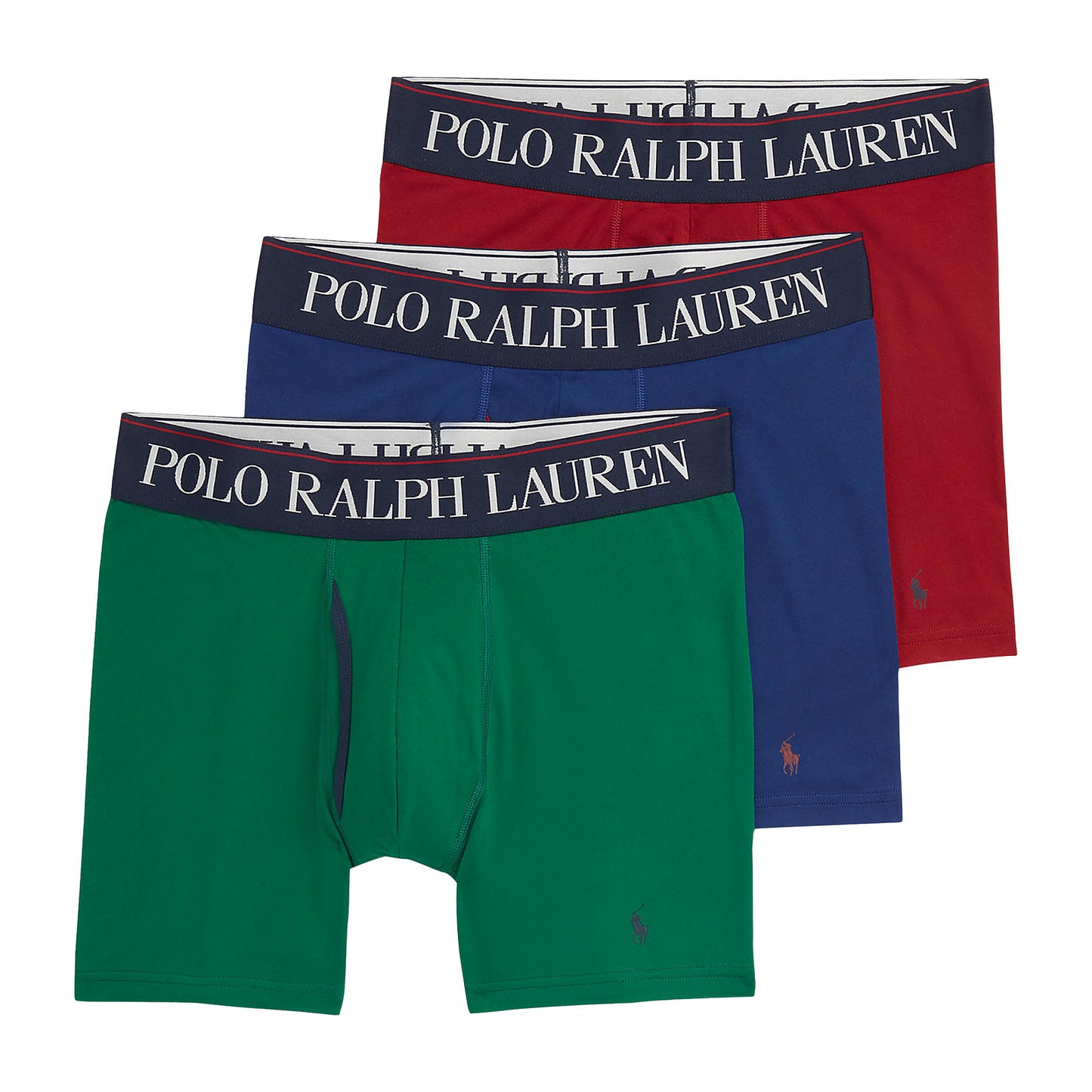 Polo Ralph Lauren Men's 3-Pack Green/Blue/Red Microfiber Cooling Boxer Briefs