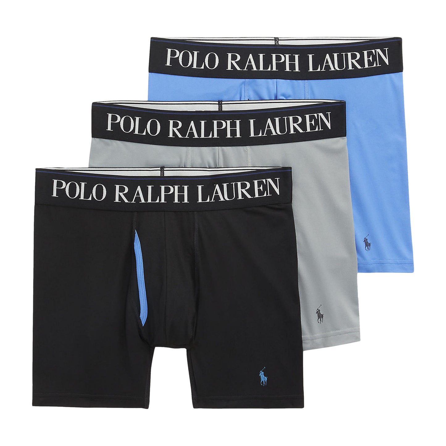 Polo Ralph Lauren Men's 3-Pack Blue/Gray/Black Cooling Microfiber Boxer Briefs