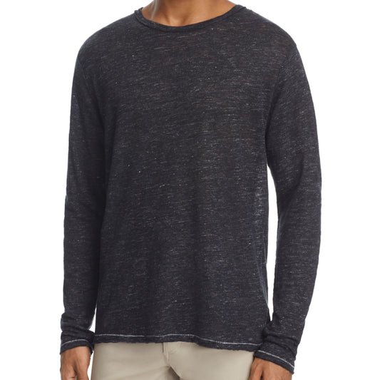 Rag & Bone Owen Mens Black Heather Long Sleeve Linen Crewneck T-Shirt
