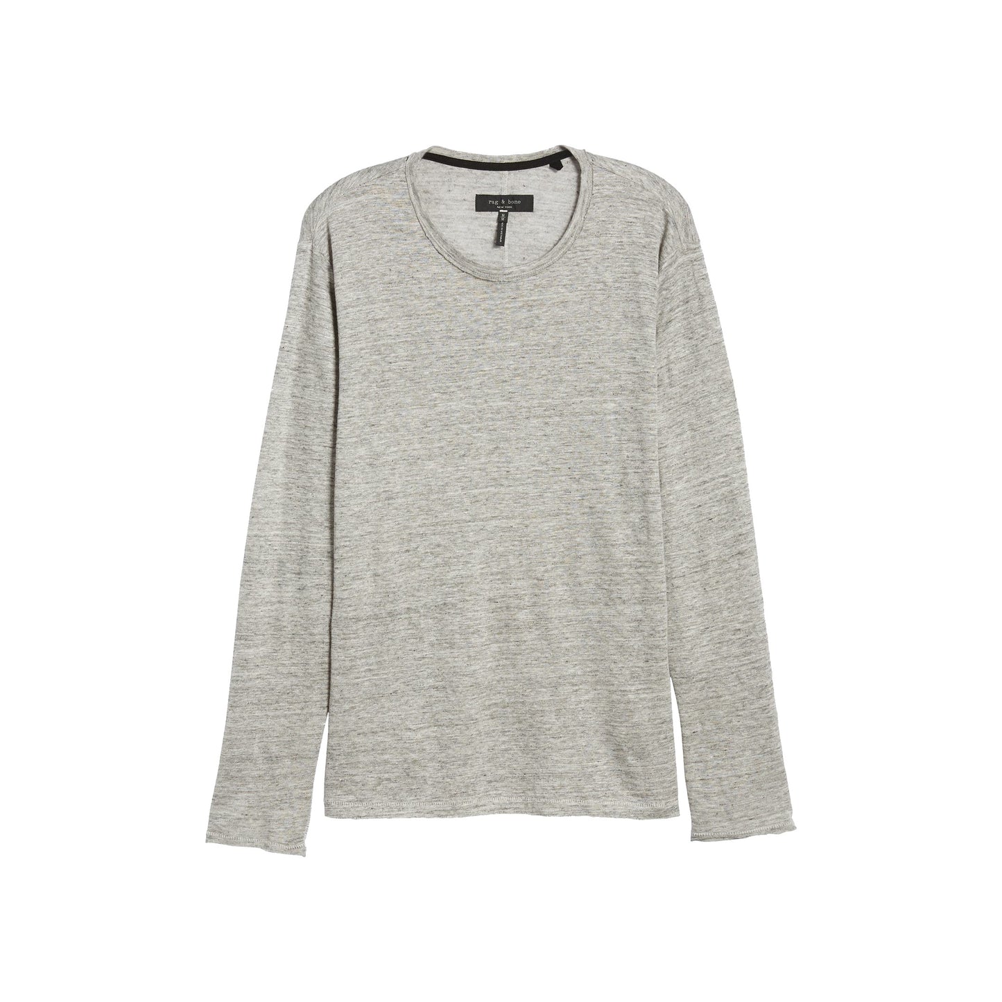 Rag & Bone Owen Mens Grey Heather Long Sleeve Linen T-Shirt