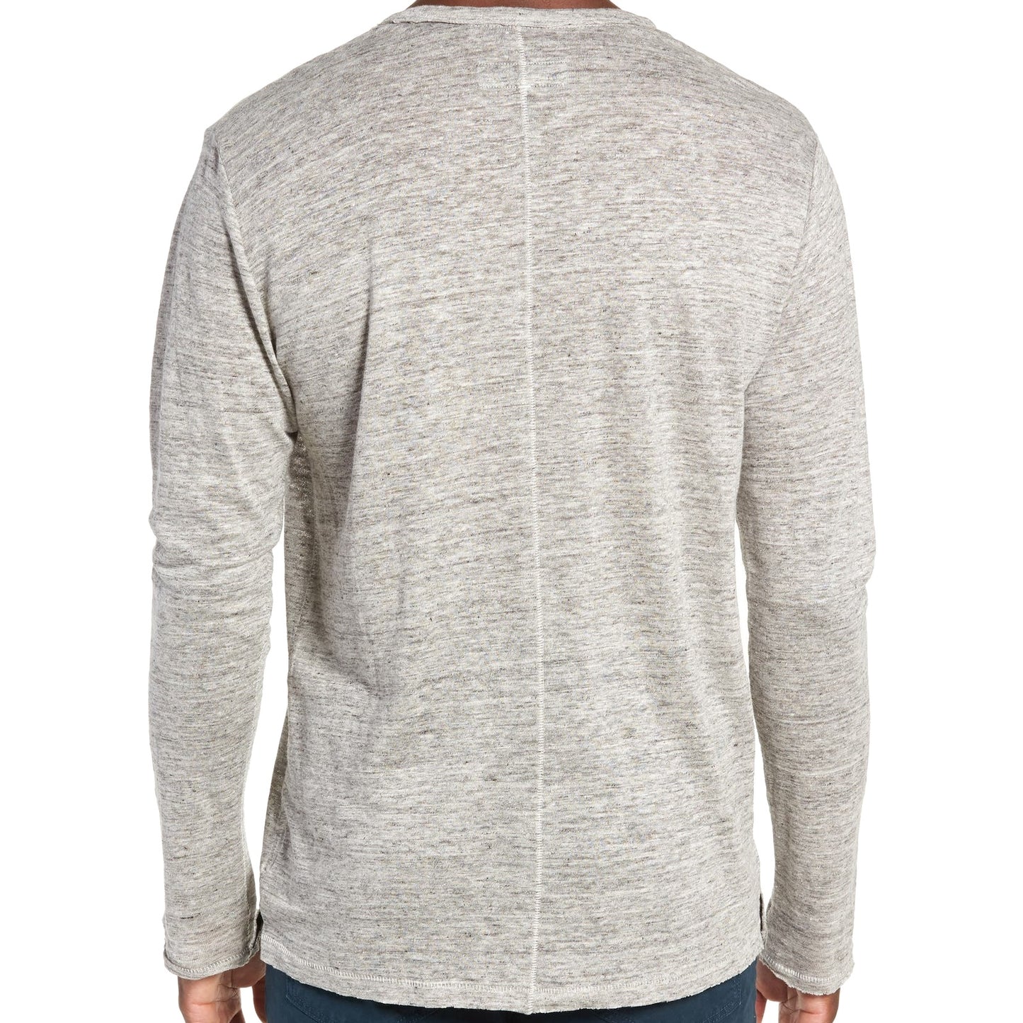 Rag & Bone Owen Mens Grey Heather Long Sleeve Linen T-Shirt
