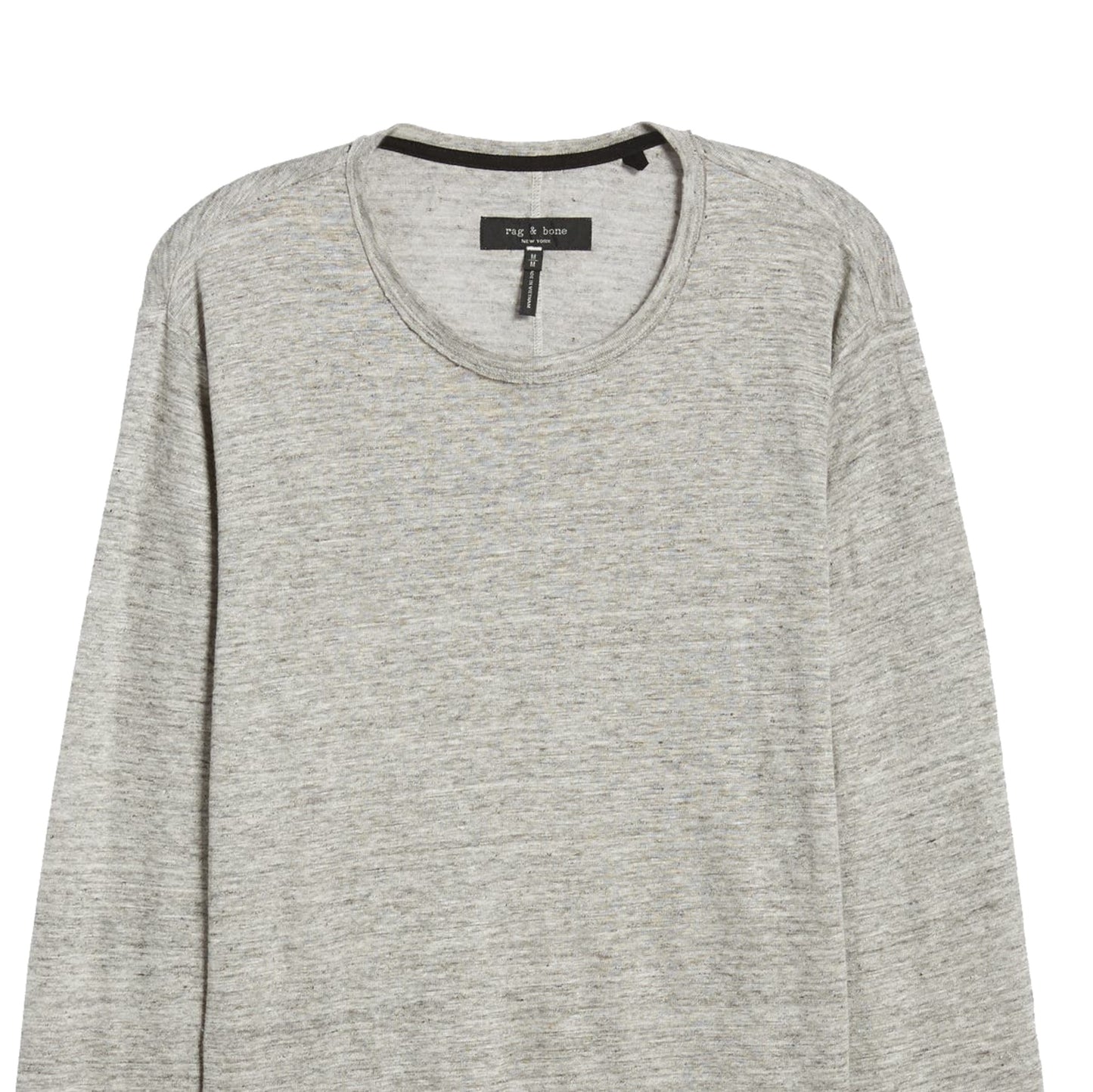 Rag & Bone Owen Mens Grey Heather Long Sleeve Linen T-Shirt
