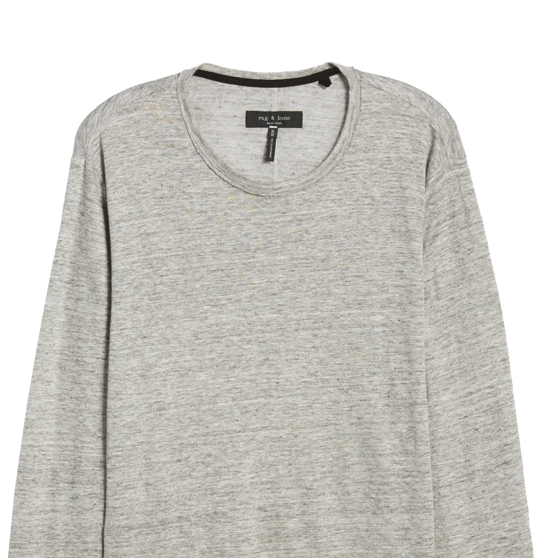 Rag & Bone Owen Mens Grey Heather Long Sleeve Linen T-Shirt