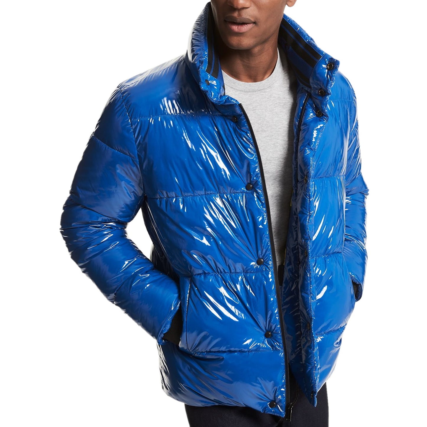 Michael Kors Men's True Puffy Quilted Insulated Puffer Jacket (XLarge, Blue)
