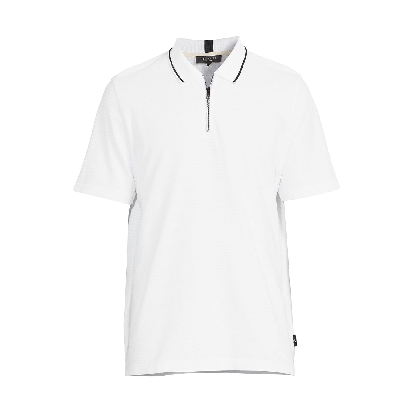 Ted Baker Buer Men's White Textured Striped Zip Polo Shirt