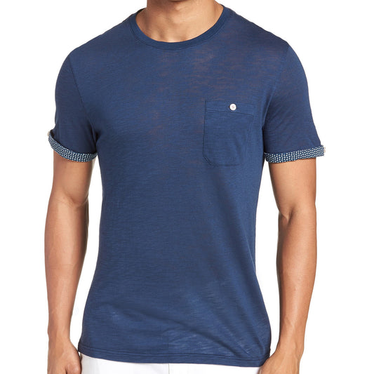 Ted Baker Taxi Slub Men's Dark Blue Cotton Pocket Crew Neck T-Shirt
