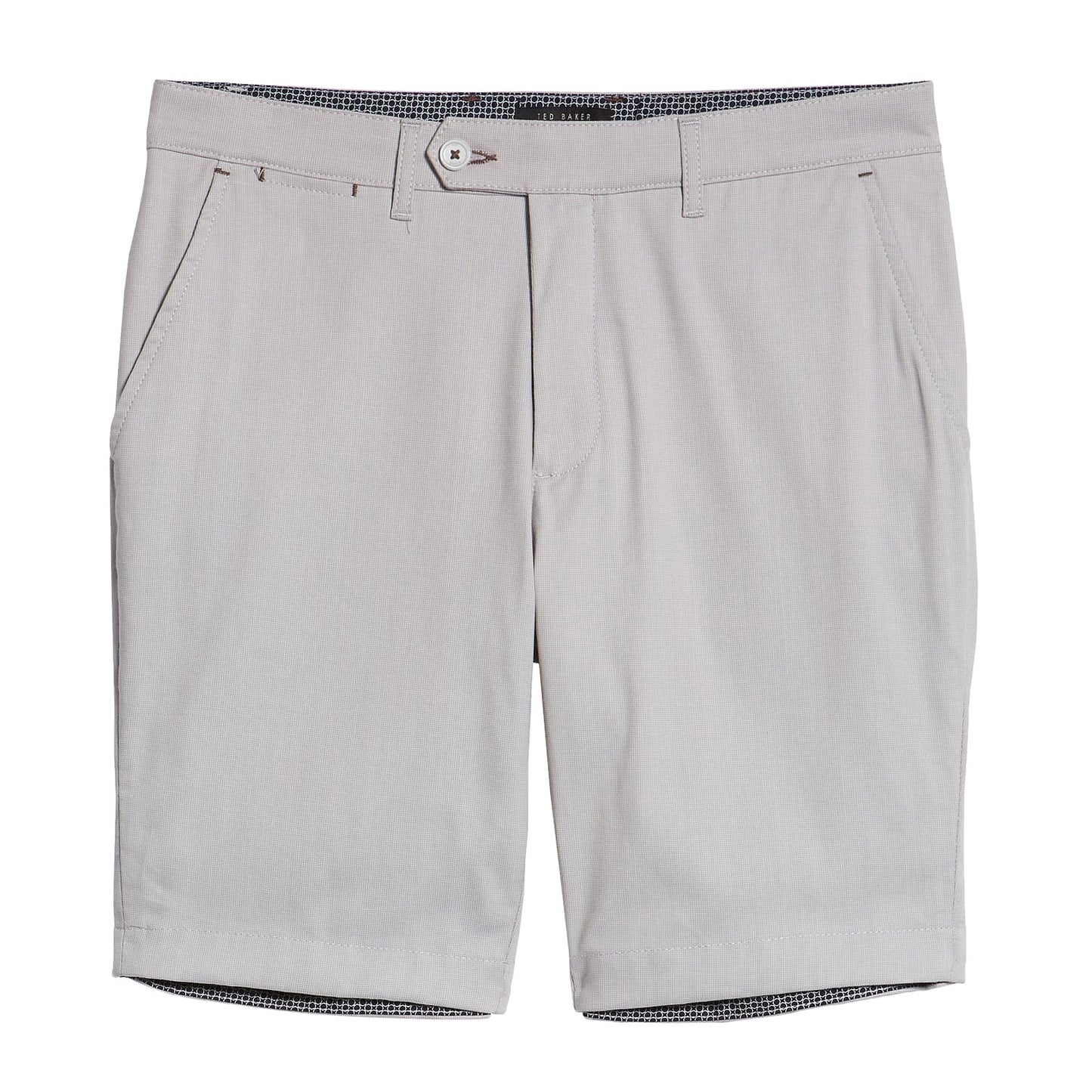 Ted Baker Beshor Mens Natural Microcheck Slim Fit Stretch Cotton Shorts