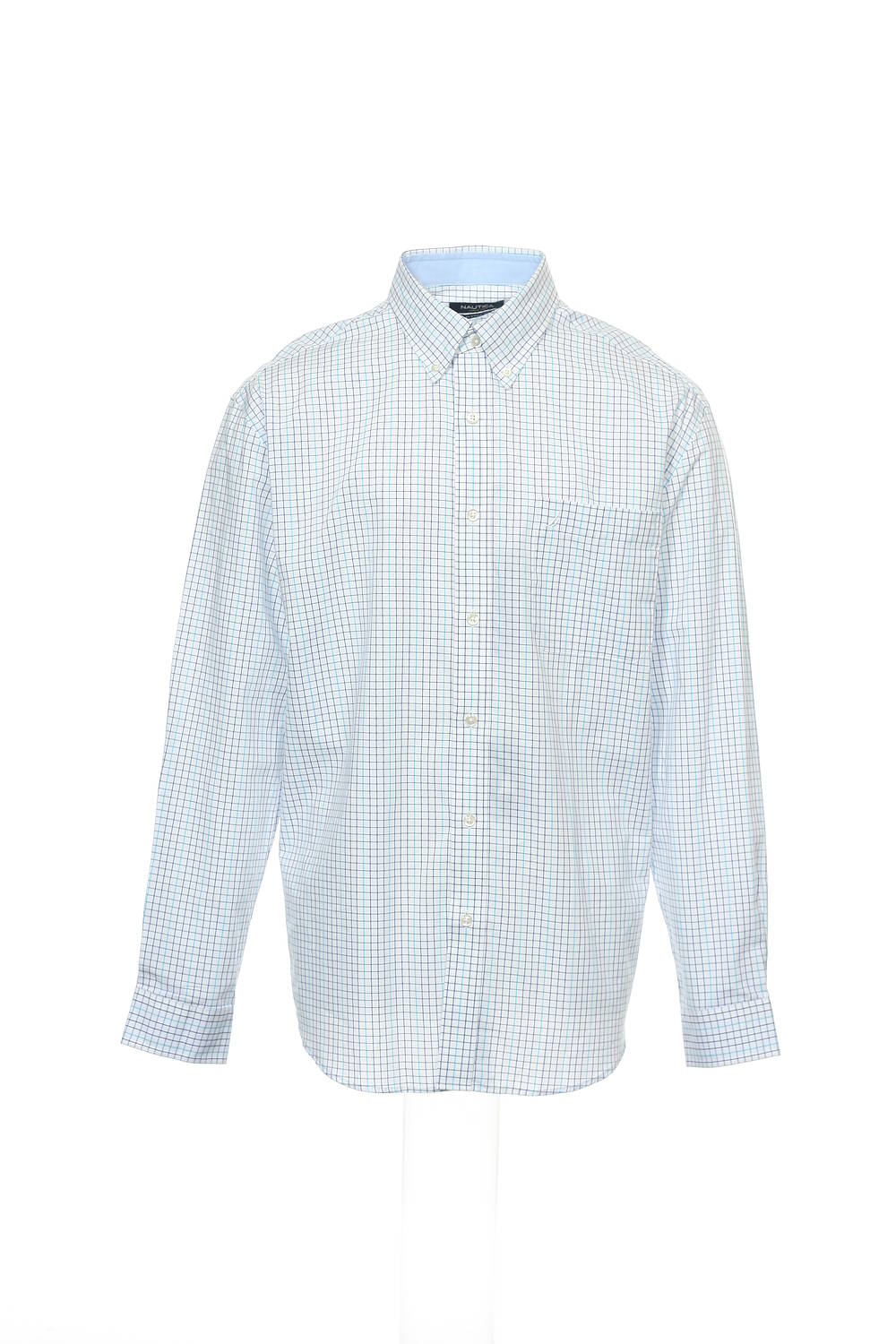 Nautica Men's Blue Checked Button Down Shirt