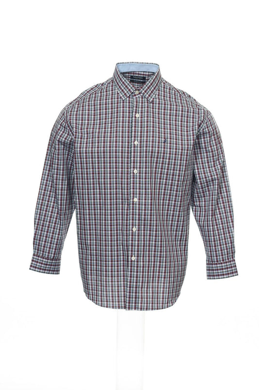 Nautica Men's Red Plaid Button Down Shirt