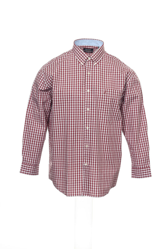 Nautica Men's Red Window Pane Button Down Shirt