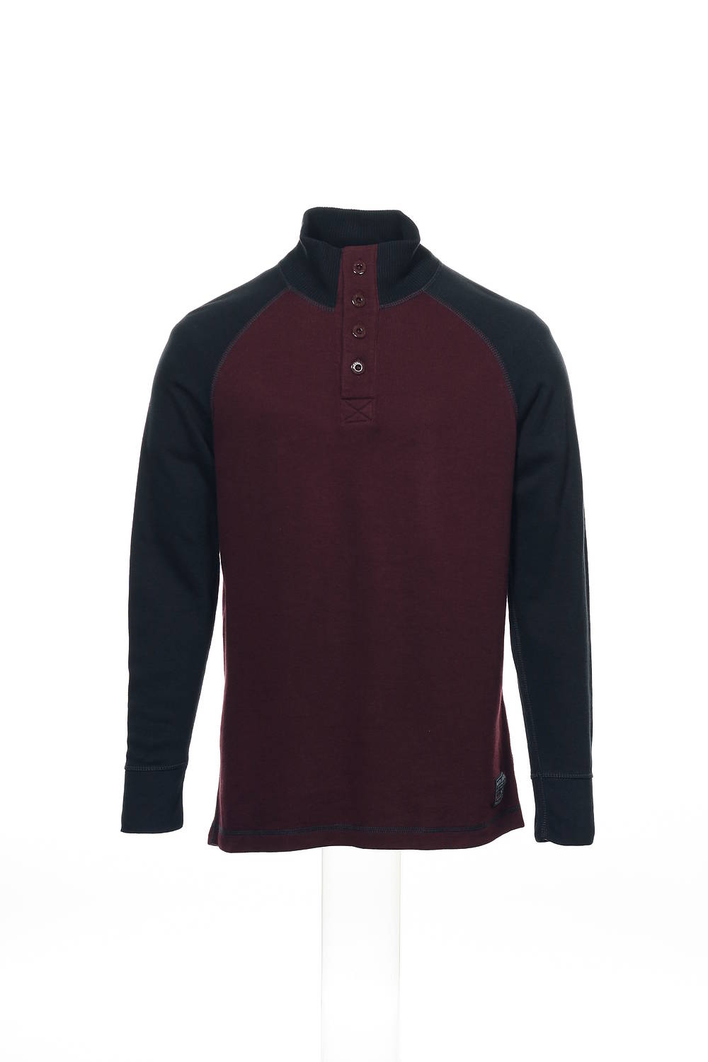 Nautica Jeans Co Men's Wine Color Block Mock Neck Sweater