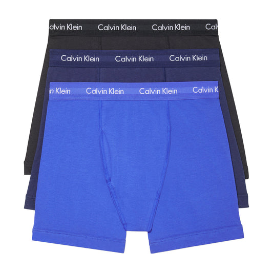 Calvin Klein Men's 3-Pack Black/Blues Cotton Stretch Boxer Briefs