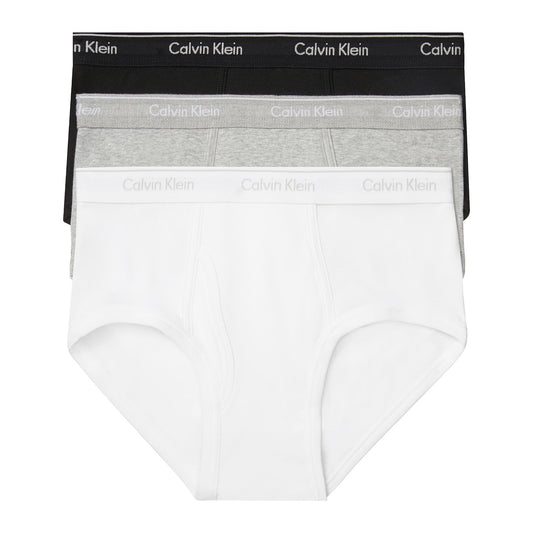 Calvin Klein Men's Big & Tall 3-Pack Black/White/Gray Classic Fit Cotton Briefs