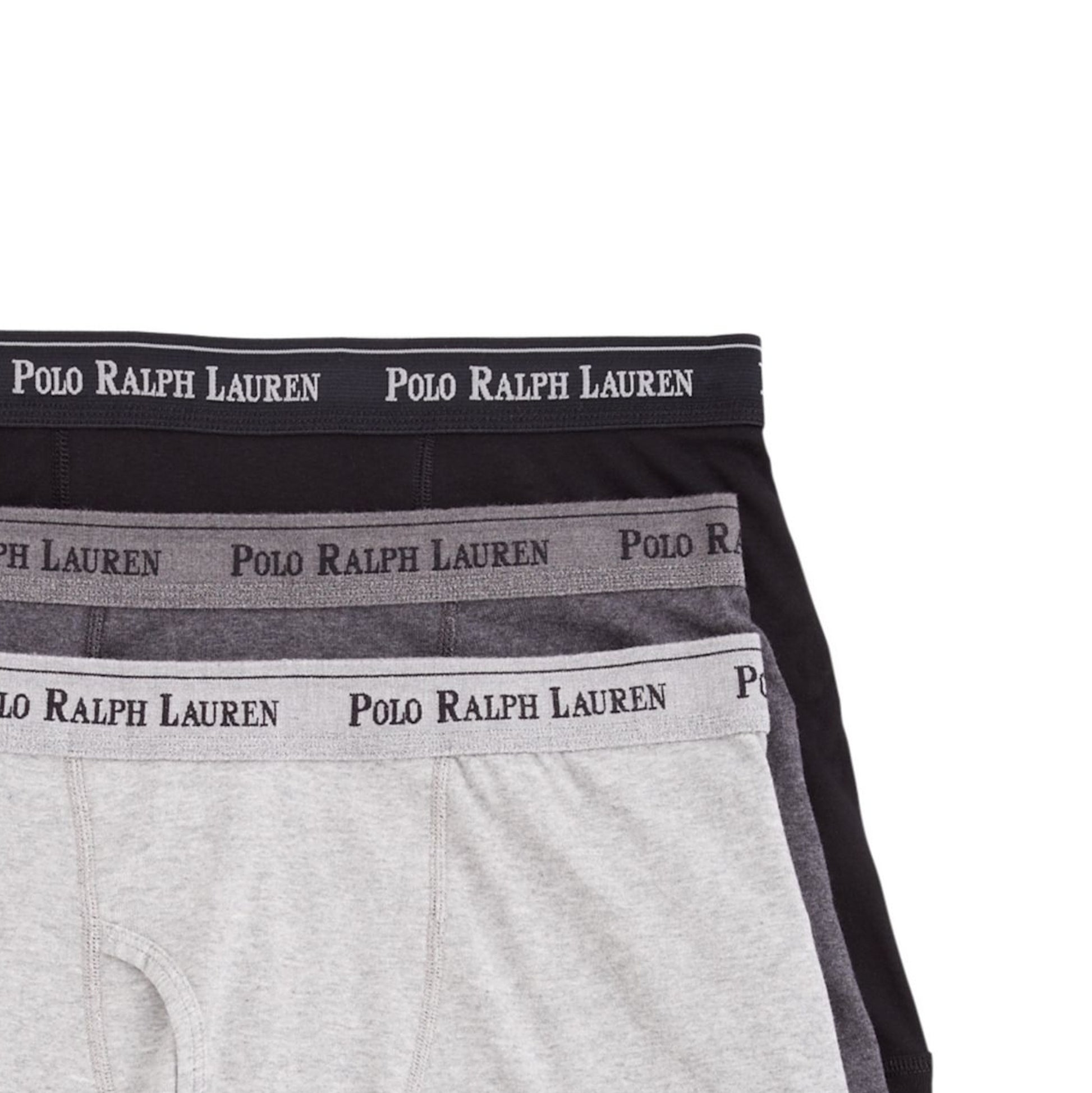 Polo Ralph Lauren Mens 3-Pack Black/Grays Classic Fit Cotton Boxer Briefs