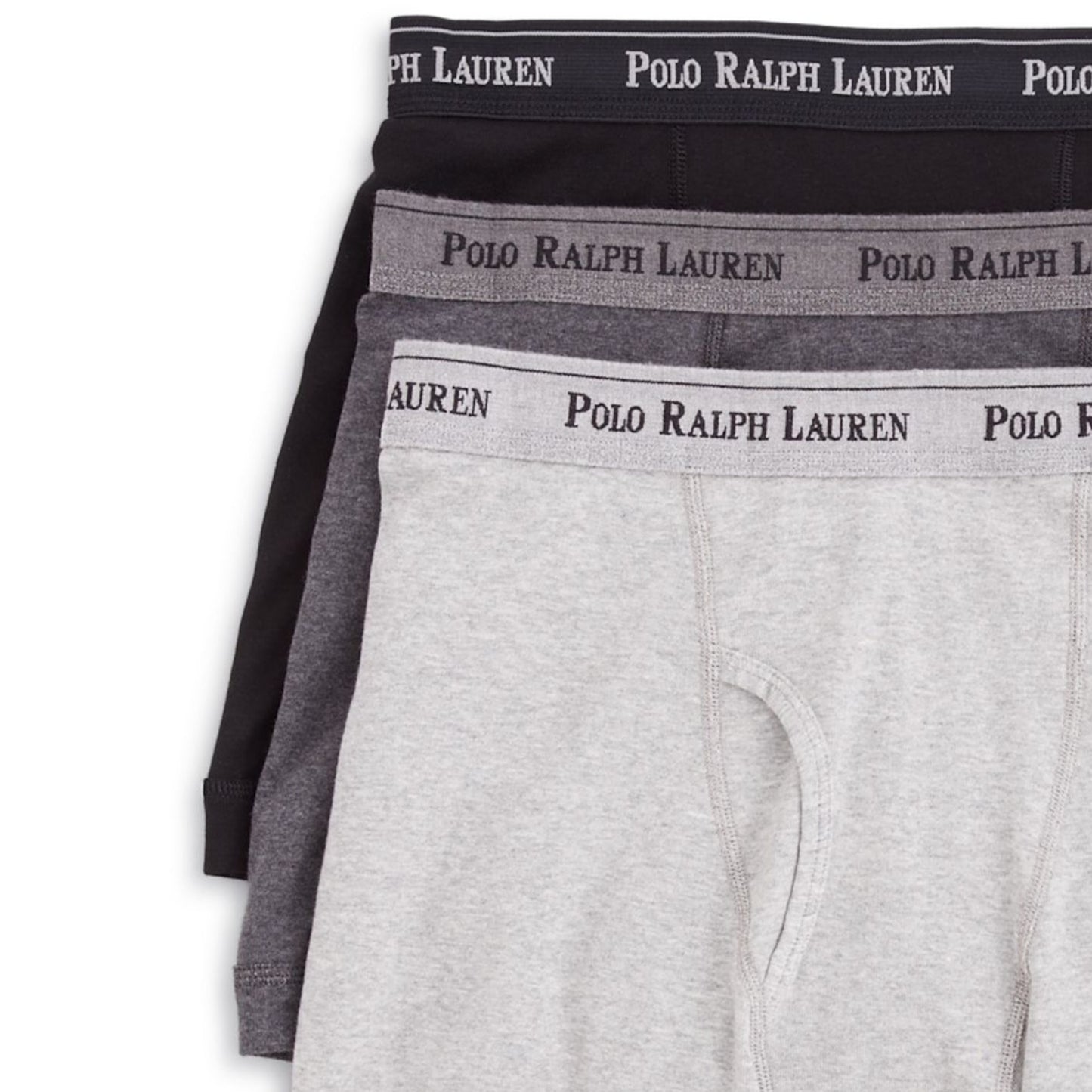 Polo Ralph Lauren Mens 3-Pack Black/Grays Classic Fit Cotton Boxer Briefs