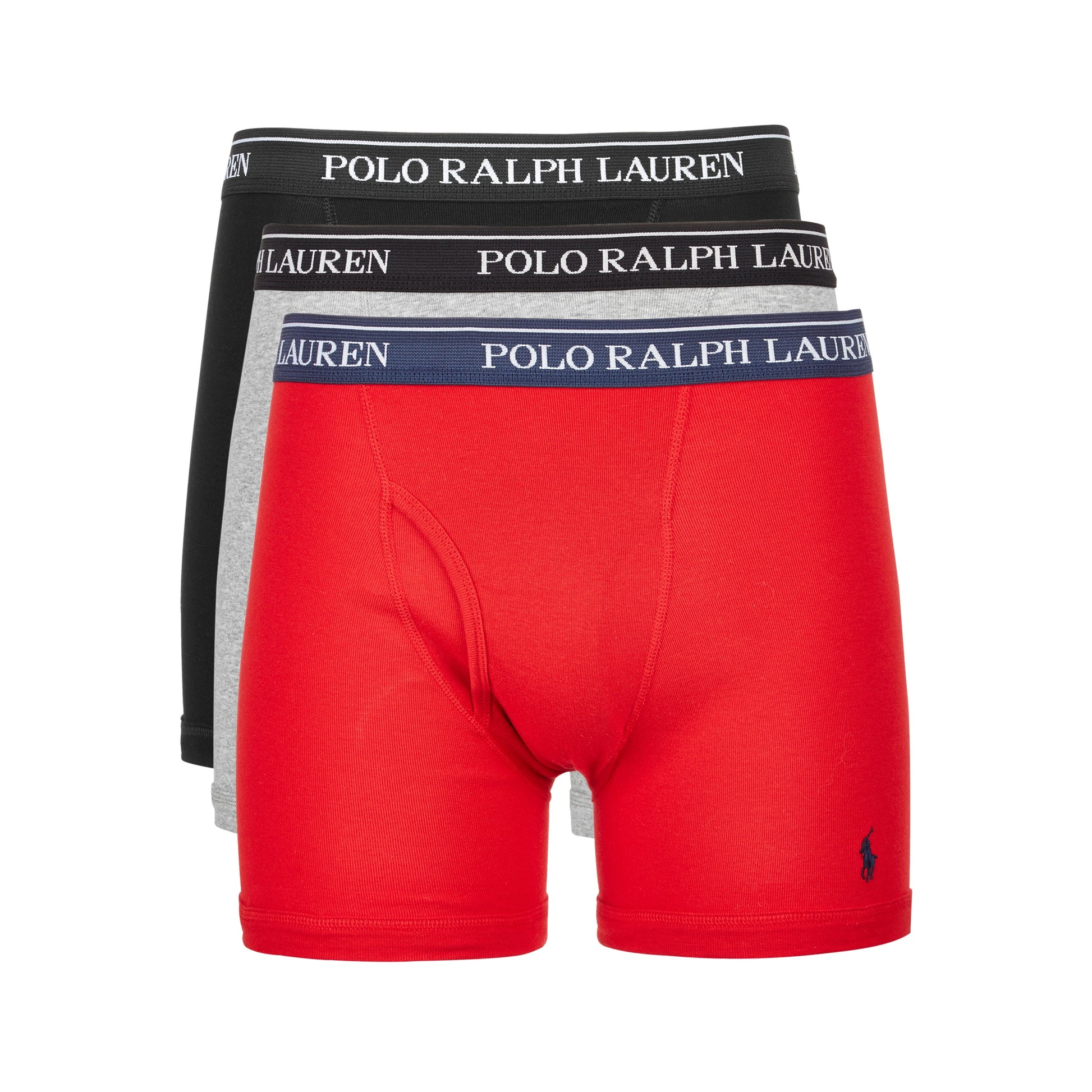 Polo Ralph Lauren Men's 3-Pack Cotton Boxer Briefs (Gray/Red/Black)