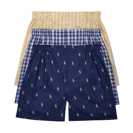 Polo Ralph Lauren Mens Navy/Yellow/Blue Classic Fit Woven Cotton Boxers