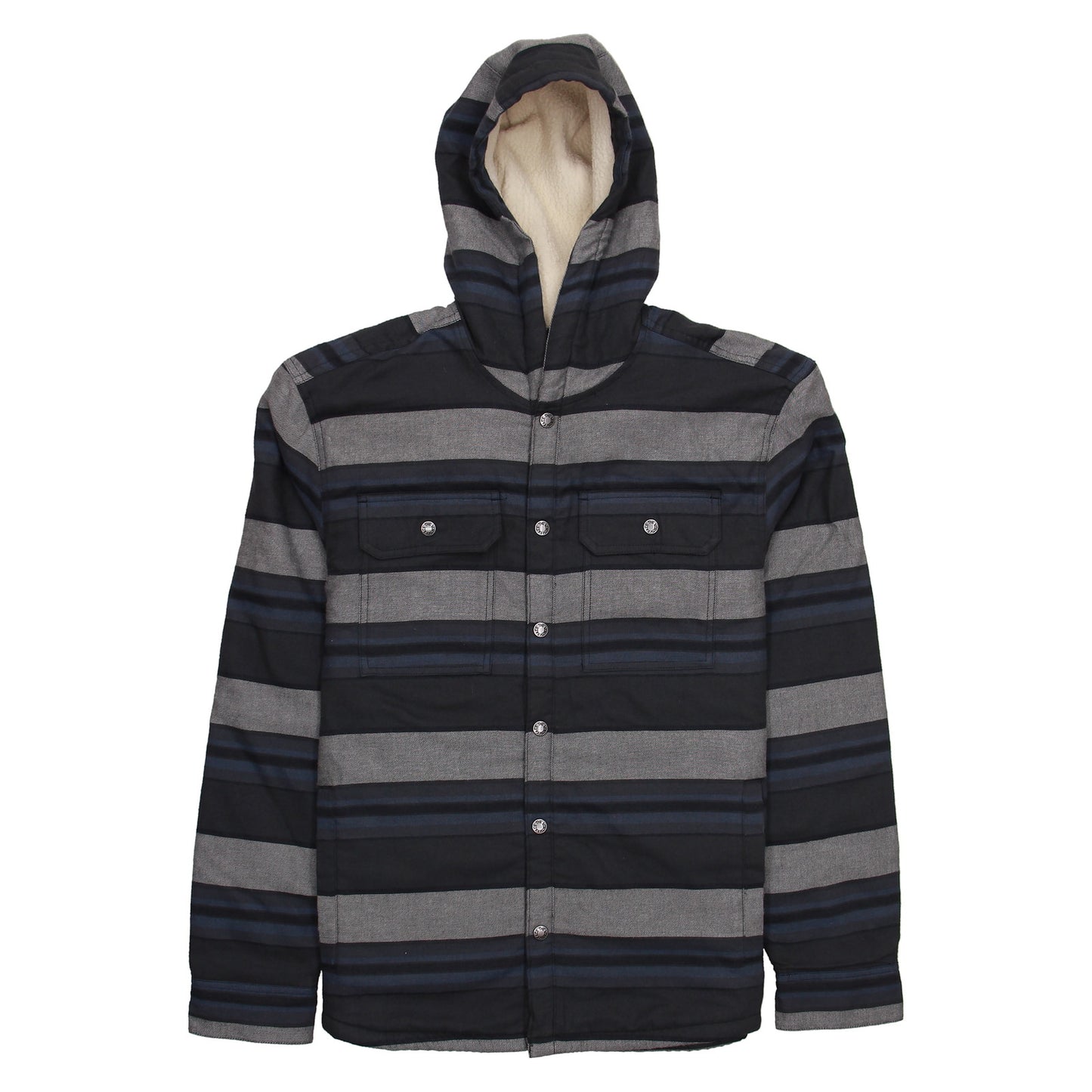 The North Face Campshire Mens Grey Striped Faux Sherpa Lined Shirt Jacket
