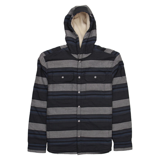 The North Face Campshire Mens Grey Striped Faux Sherpa Lined Shirt Jacket
