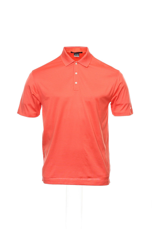Nike Tiger Woods Collection Men's Salmon Striped Dri-Fit SS Golf Polo Shirt
