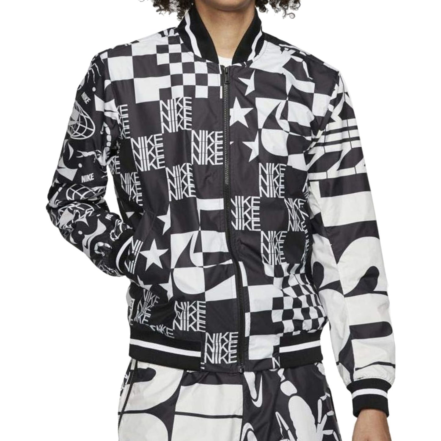 Nike Mens White/Black Bomber Jacket