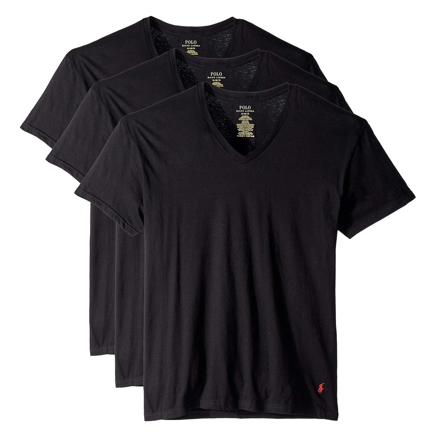 Polo Ralph Lauren 3-Pack Men's Black Slim Fit V-Neck T-Shirt (NSVNP3)