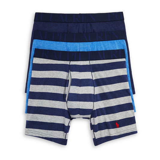 Polo Ralph Lauren Mens 3-Pack Blues Stretch Classic Fit Boxer Briefs