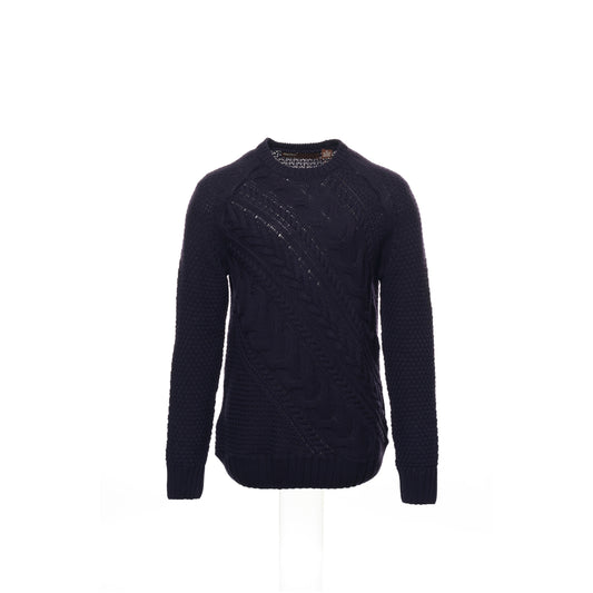 Perry Ellis (Greenwich Village) Men's Purple Cable Knit Crew Neck Sweater