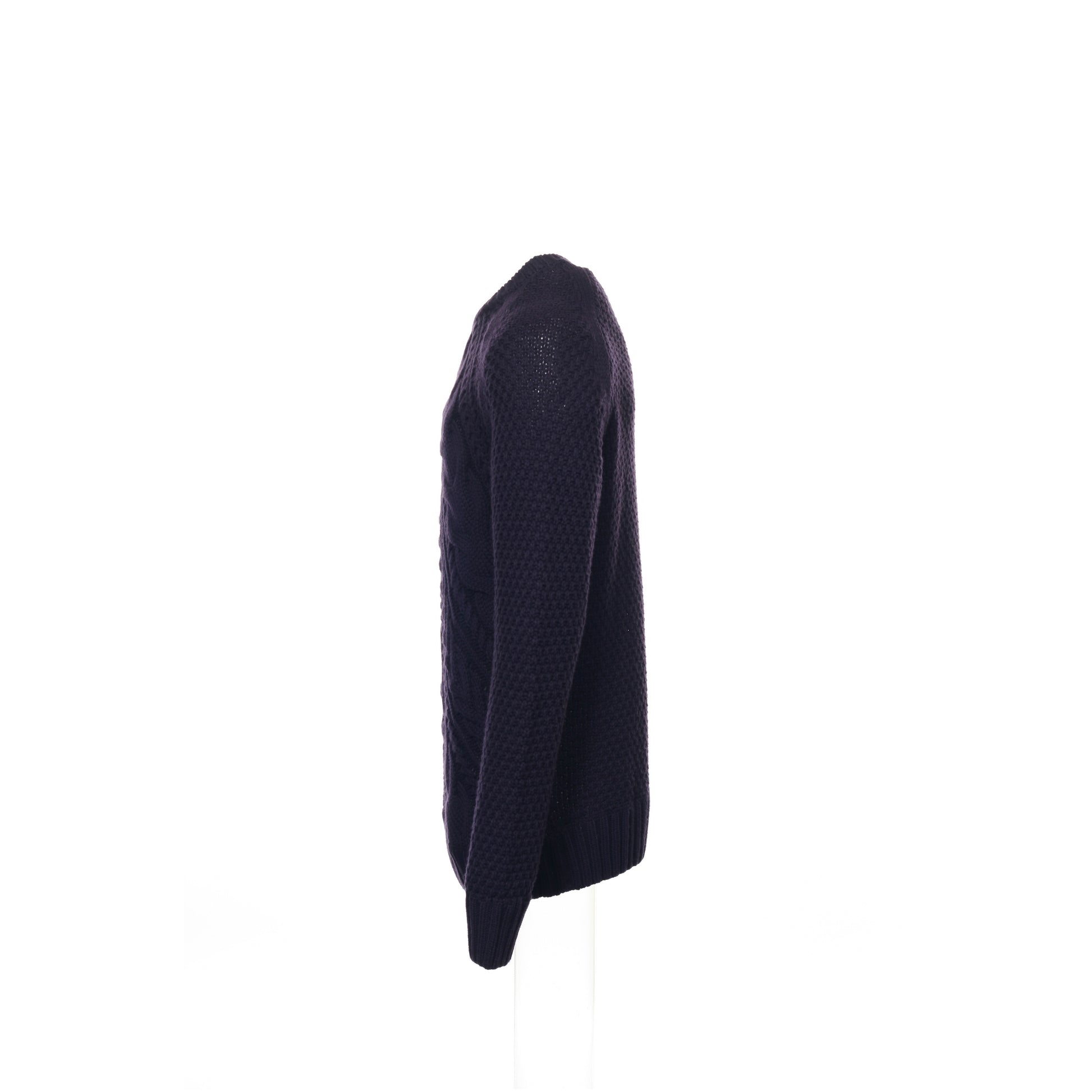 Perry Ellis (Greenwich Village) Men's Purple Cable Knit Crew Neck Sweater