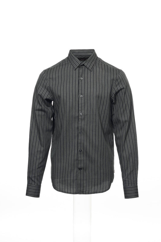 Perry Ellis Men's Black Striped Button Down Shirt