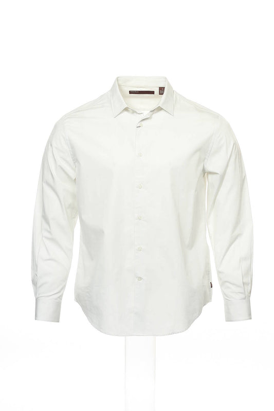 Perry Ellis Mens Bright White Dotted Cotton Button Down Shirt