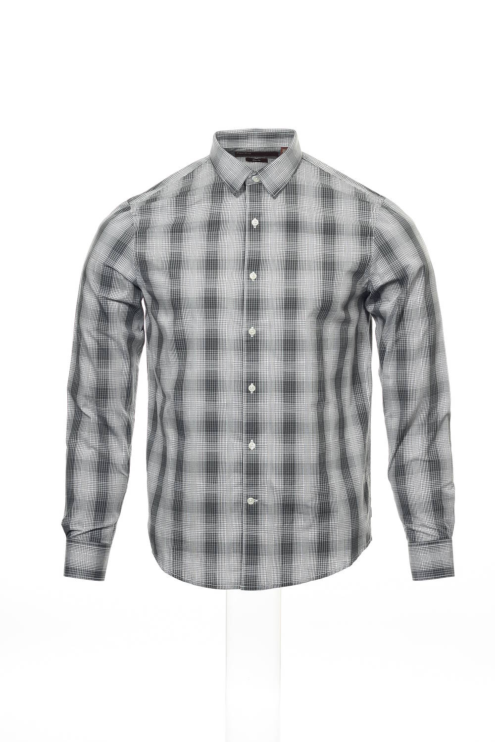 Perry Ellis Men's Light Gray Plaid Button Down Shirt