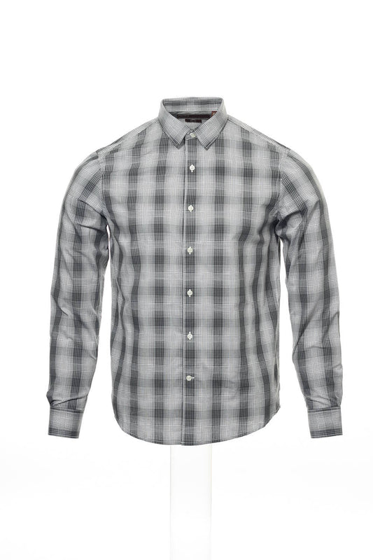 Perry Ellis Men's Light Gray Plaid Button Down Shirt