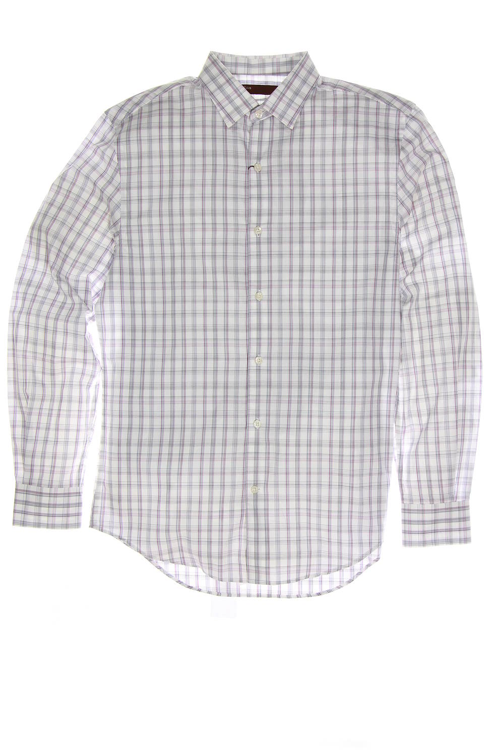 Perry Ellis Men's White Plaid Button Down Shirt