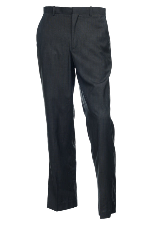 Perry Ellis Men's Charcoal End On End Strip Flat Front Dress Pants
