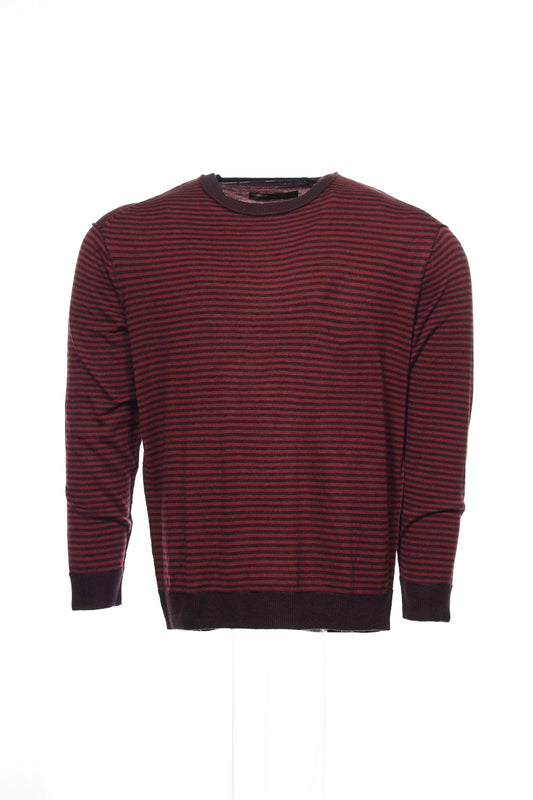 Perry Ellis Men's Wine Horizontal Striped Crew Neck Sweater