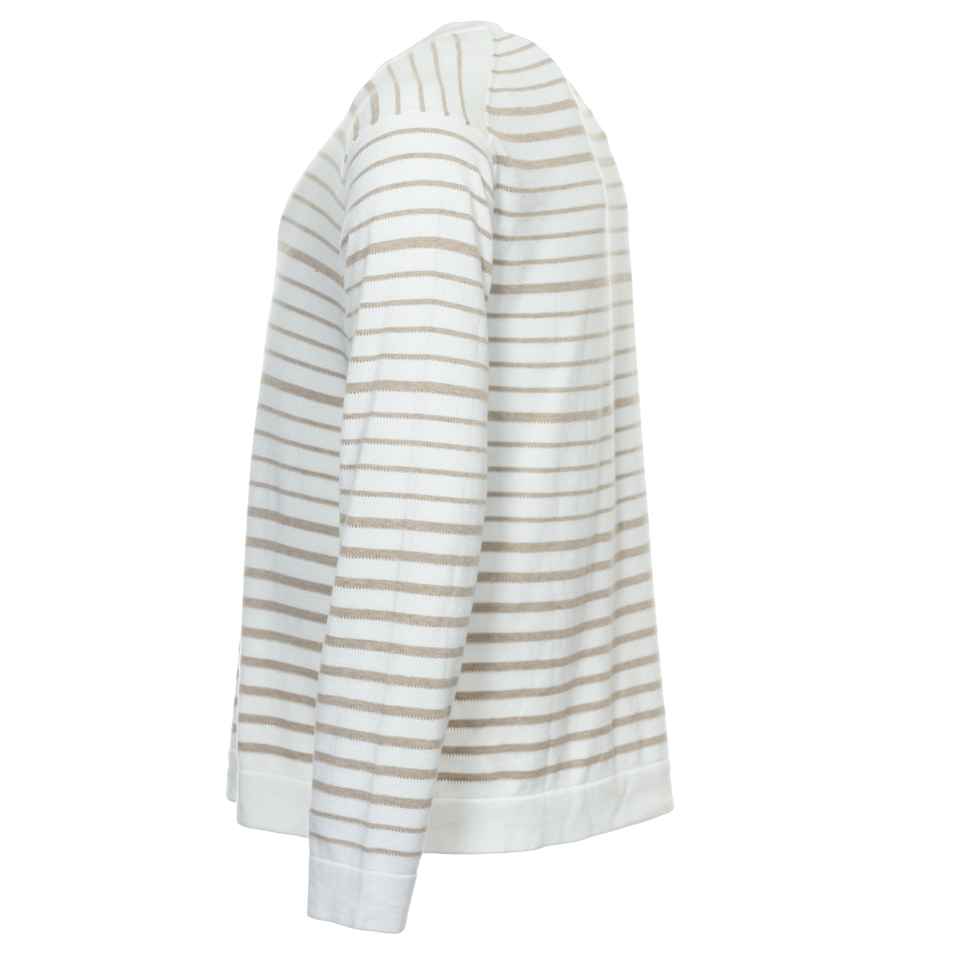 Perry Ellis Mens Camel Striped Crew Neck Sweater